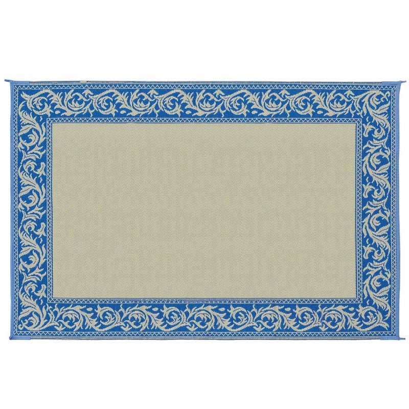 Stylish Camping Ming's Mark RD3 Stylish Camping Reversible Classical Patio Mat - 6' x 9', Blue/Beige - Image 4